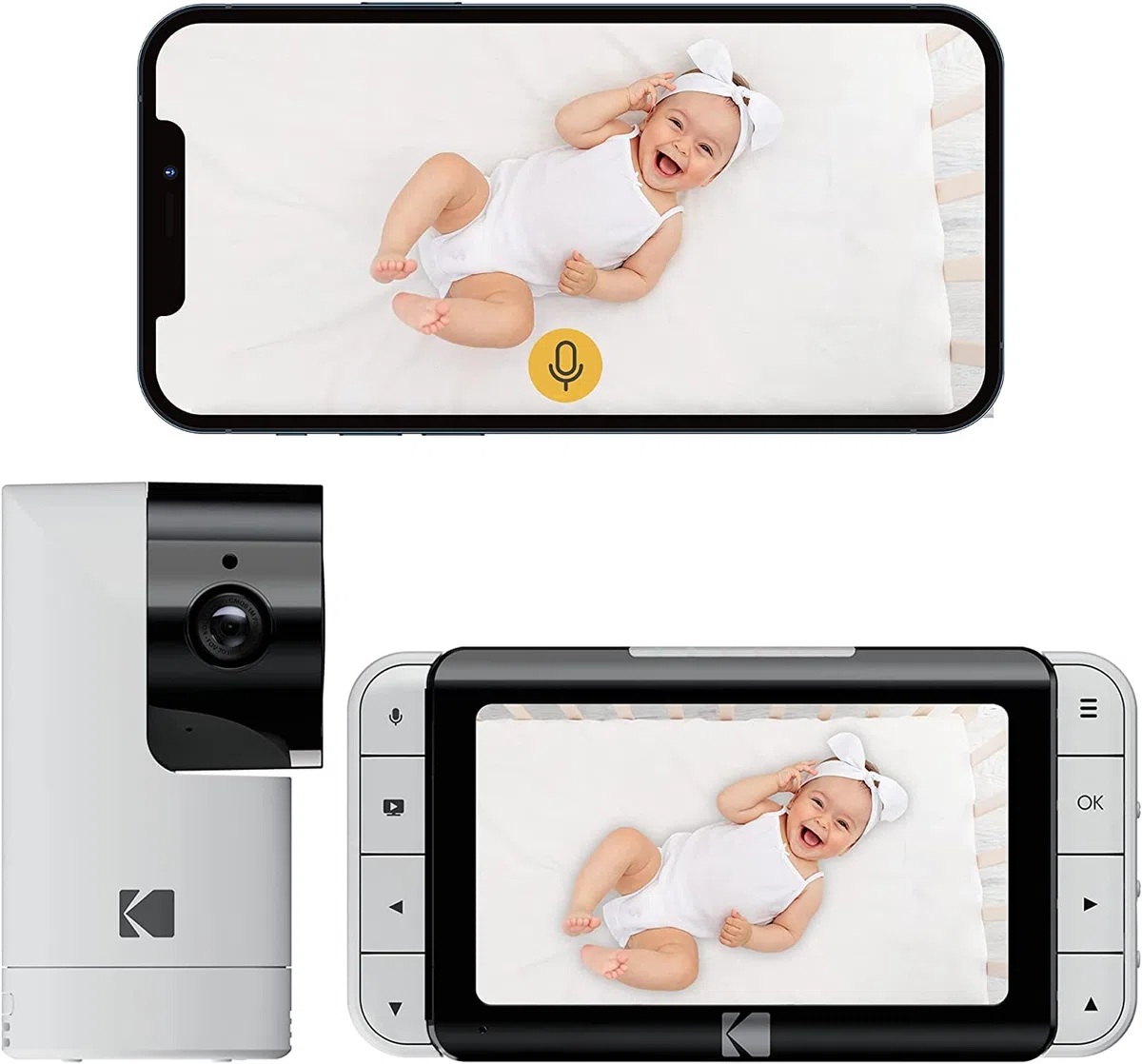 KODAK Cherish C525P - Monitor de vídeo Inteligente para bebé, Video de Calidad para verificaciones rápidas y con Confianza, Larga duración de la batería Durante la Noche y Las Siestas