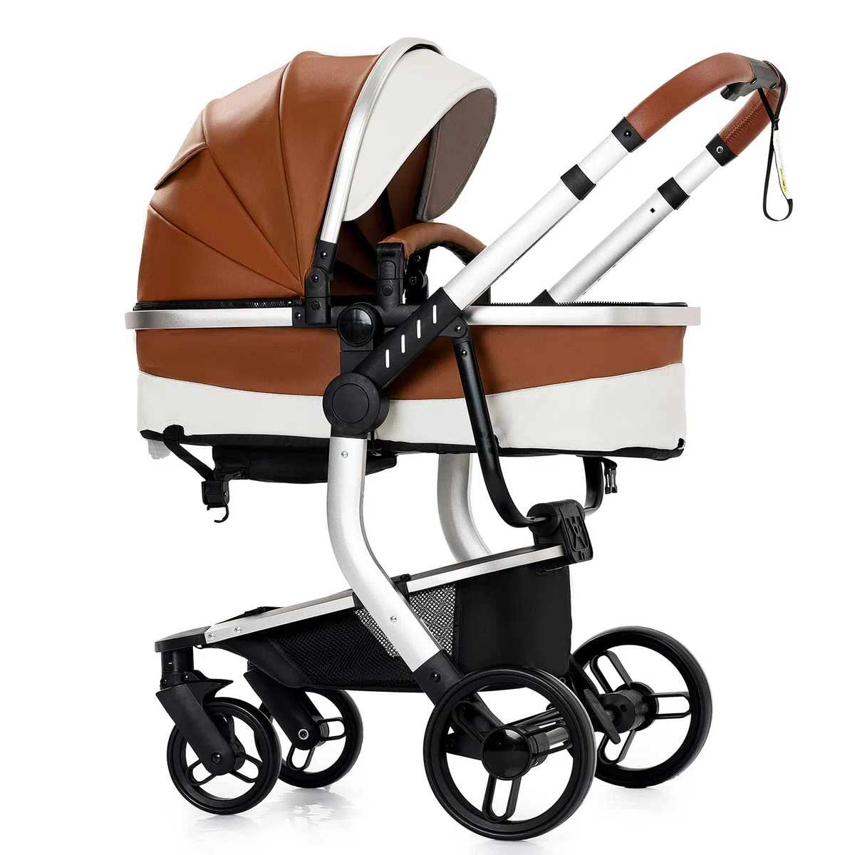 3 en 1 Sistema de Viaje Para Bebé 3 en 1 Cochecito de Paisaje Alto Carrito con Capazo Silla de Paseo Cochecito de Bebé Reclinable Cochecito Estándar Plegable de Recién Nacido (khaki 518)