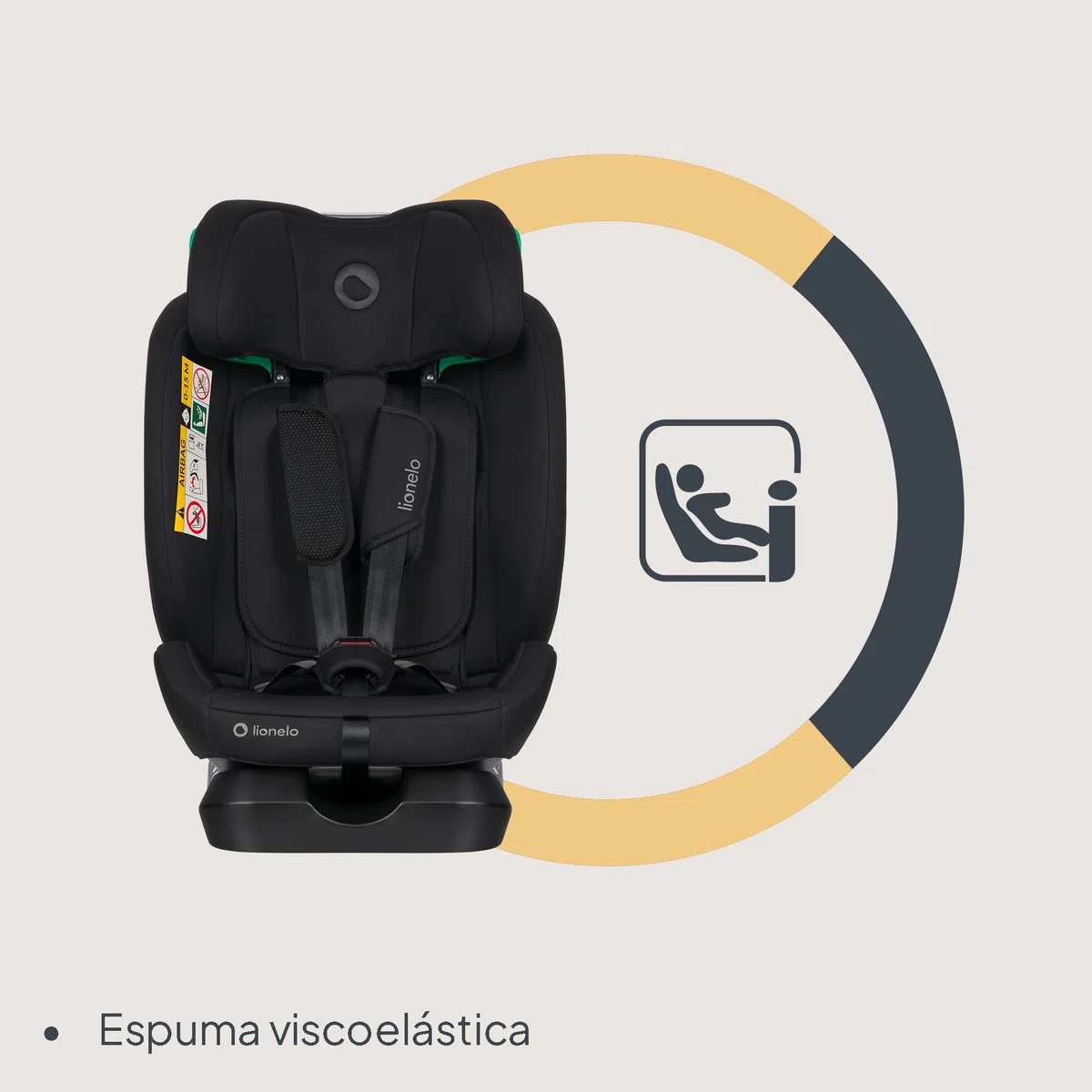 Lionelo Aart i-Size Silla De Coche, Grupo 0/1/2/3, 40-150 cm, 0-12 Años, Instalación Universal Con Cinturón, Reposacabezas Memory Foam Ajustable, a Contramarcha y a Favor de la Marcha, Funda Extraíble