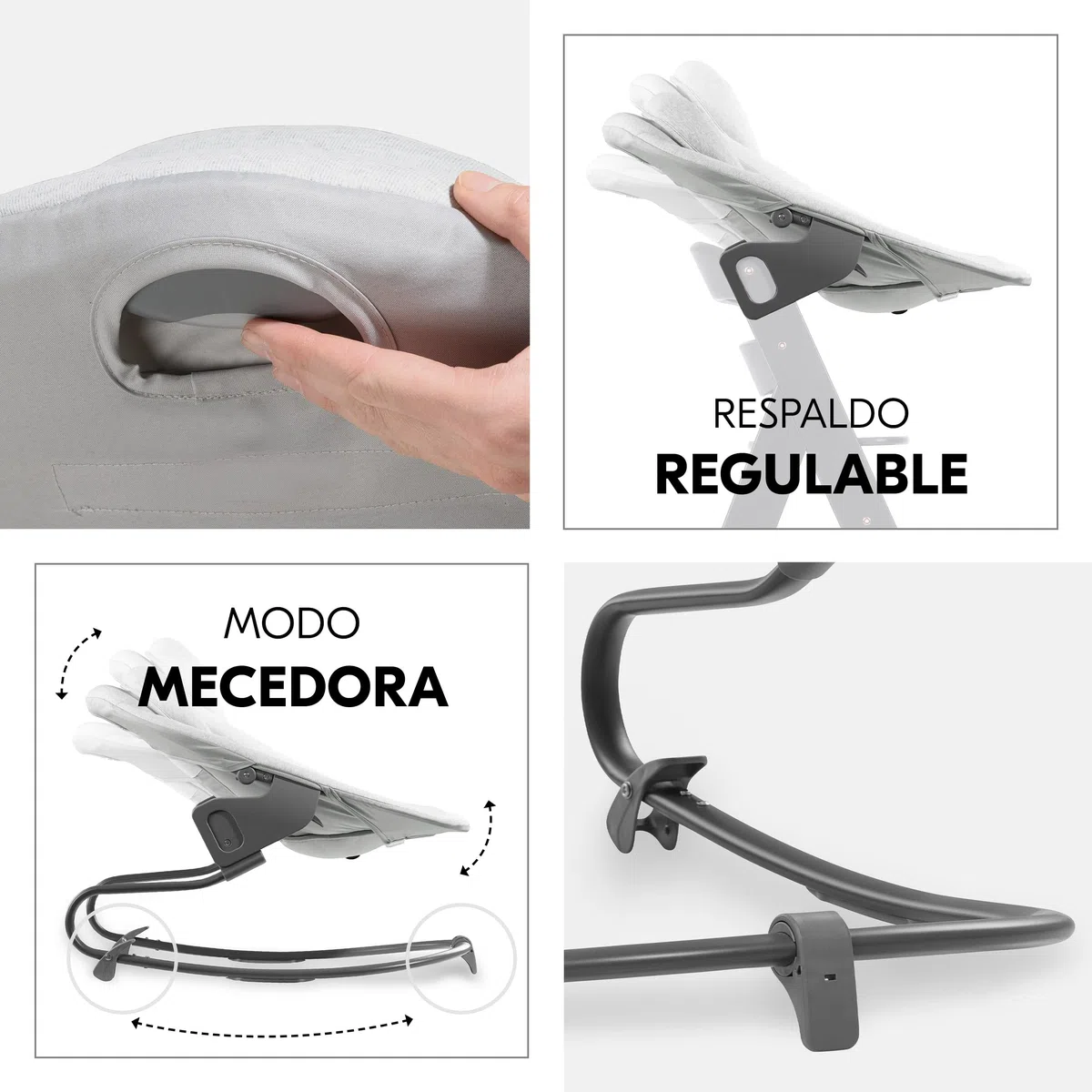 hauck Alpha Plus Set Trona Bebé con Bouncer Premium - Natural | Trona evolutiva de madera hasta 90 kg | hamaca reclinable recién nacidos, cojín algodón y arnés 5 puntos