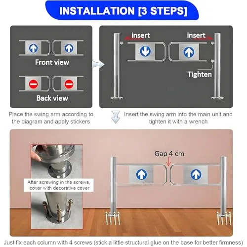 Puerta abatible automática, puerta metálica unidireccional para almacén, puerta de seguridad industrial para bibliotecas y centros comerciales, solución de control de acceso duradera y fiable
