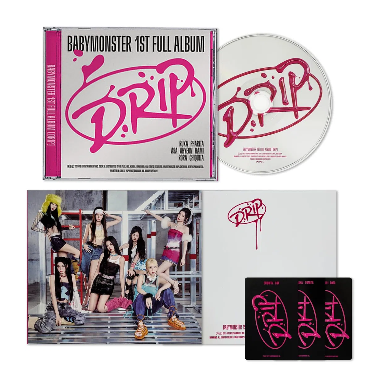 BABYMONSTER - 1st Full Album [DRIP] (Jewel Case Ver.) Sleeve + Jewel Case + Postcard + CD + Photobook + Photocards + 4 Extra Photocards