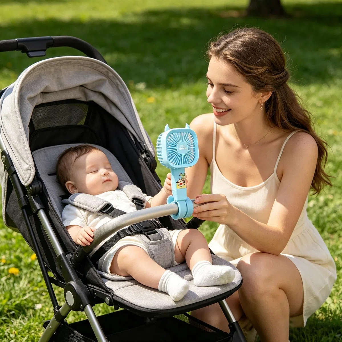 Genérico Ventilador Para Cochecito - Ventilador Plegable De Velocidad Del 92G | Ventiladors Cochecito Recargable Vía | Ventiladores De Refrigeración De 3 Velocidades Para Cochecitos Y Sillas De Coche