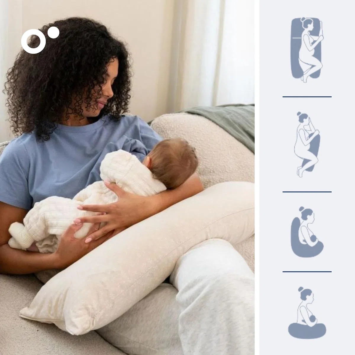 doomoo Almohada XXL, cojín de Embarazo y Lactancia, Algodón Ecológico y Certificado Oeko-Tex, Made in Europe, evolutivo con Cojín Pequeño Desmontable, Mini Flowers Sand