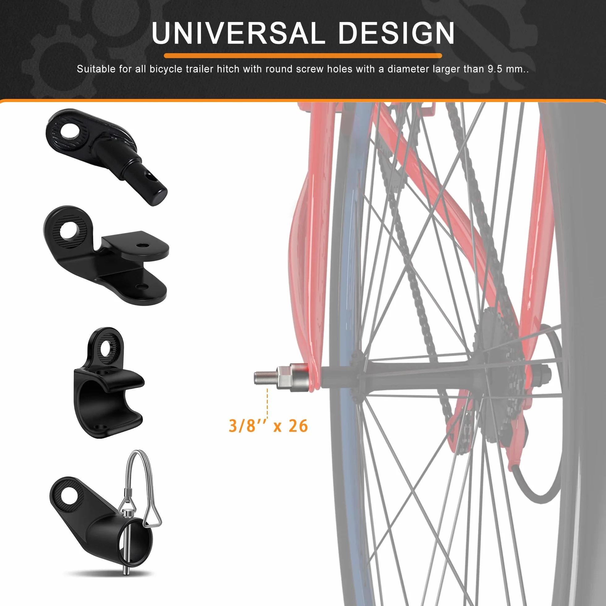 Enganche de Remolque para Bicicleta, Acoplamiento de Remolque de Carga, Compatible con Todas Las tijas de sillín de Bicicleta estándar