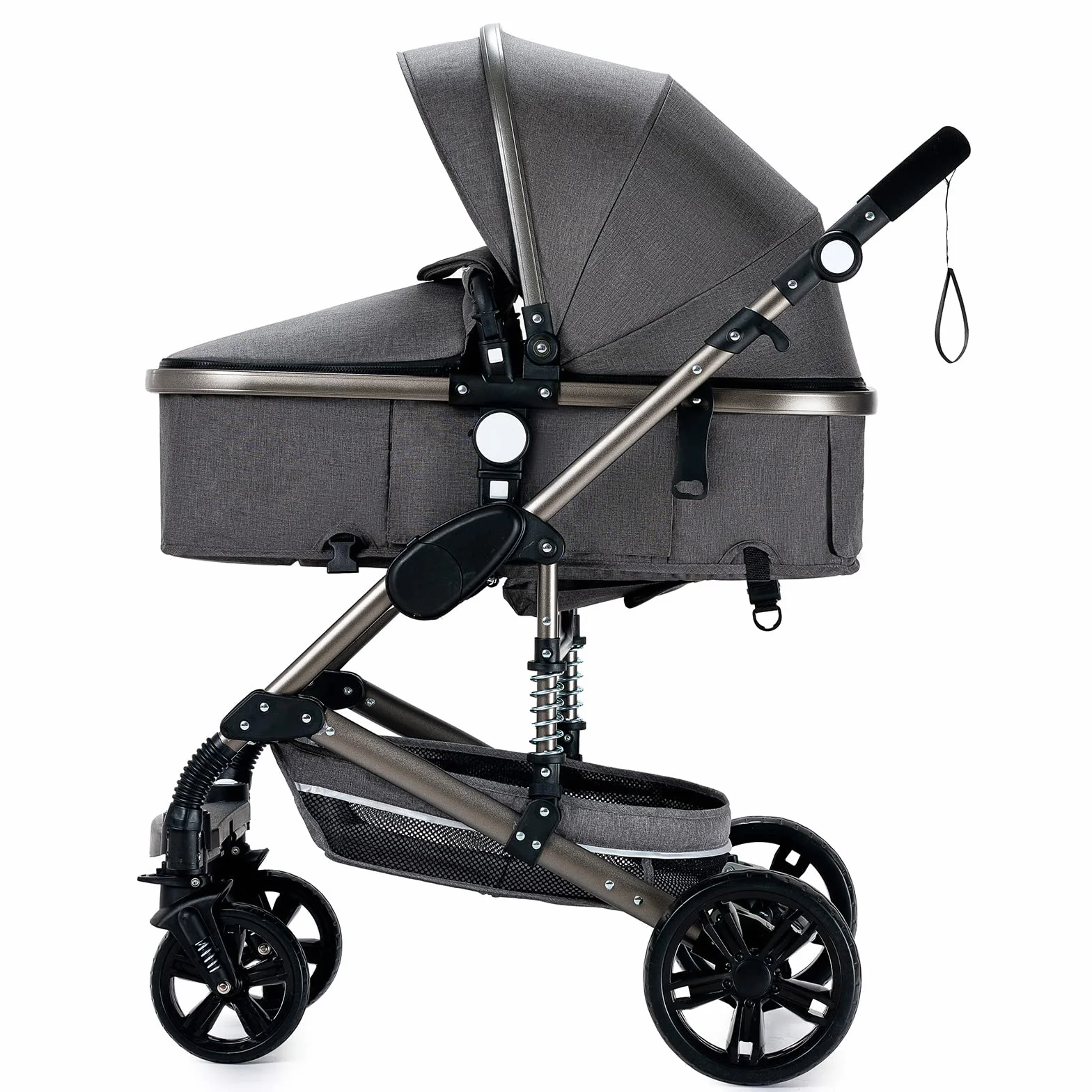 3 en 1 Sistema de Viaje Para Bebé 3 en 1 Cochecito de Paisaje Alto Carrito con Capazo Silla de Paseo Cochecito de Bebé Reclinable Cochecito Estándar Plegable de Recién Nacido (grey 739)