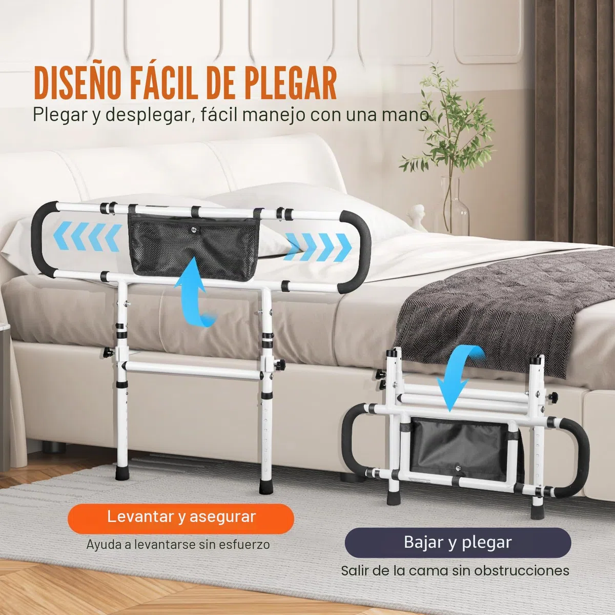 VEVOR Barandillas de Cama para Adultos Mayores Barandillas de Cama Plegables de 180° para Personas Mayores 450LBS