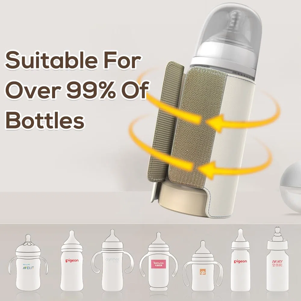 Calentador de Biberones Portátil para Leche, 8000 mAh Calientabiberones Portátil con Pantalla LCD Calentador de Botellas con 6 Temperaturas Ajustables Calentador Biberones para Hogar, Coche, Viajes