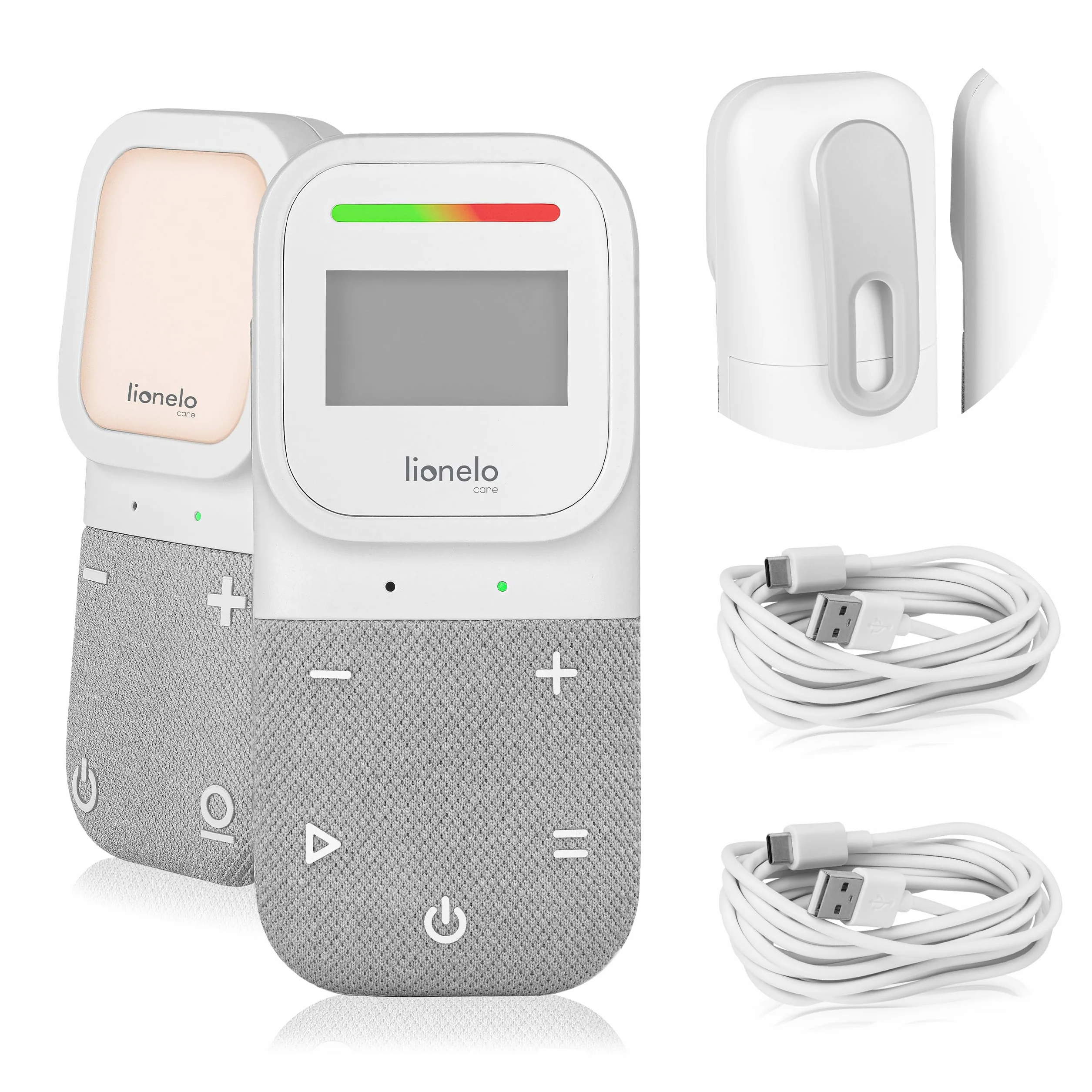 lionelo Babyline 2.3 - Vigilabebés de Audio con luz Nocturna, Alcance de hasta 400 m, Pantalla LCD, interfono, Modo EcoVox, Canciones de Cuna, indicador de Temperatura, Alarma, vigilabebés