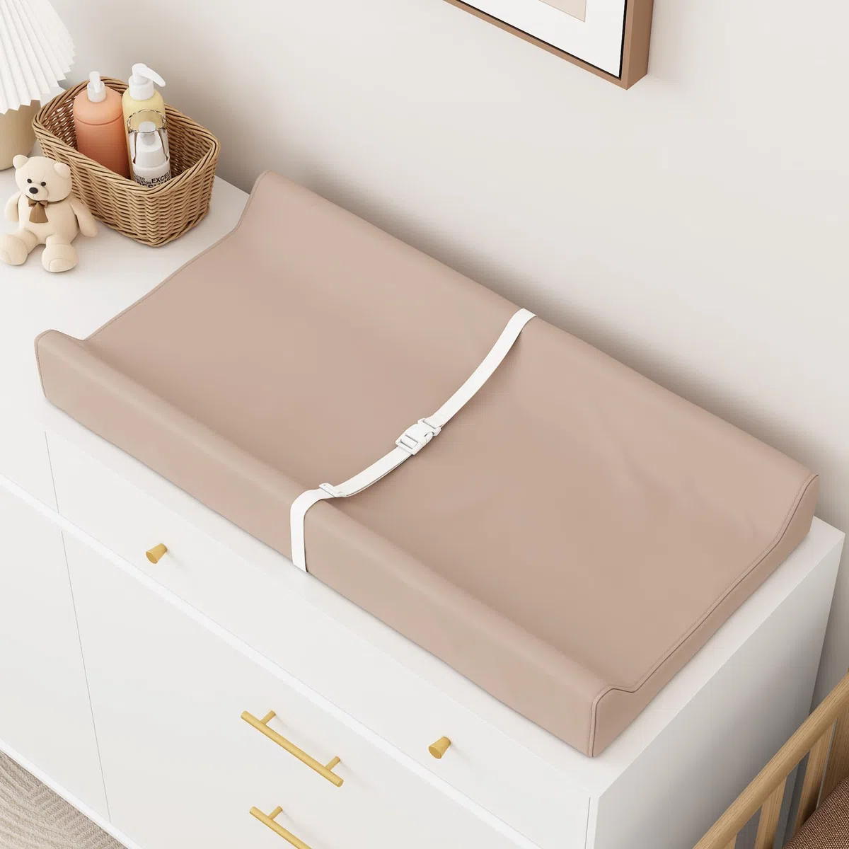 YACODAVO Cambiador de piel para bebé, tapete cambiador impermeable para viajes o hogar, color marrón claro