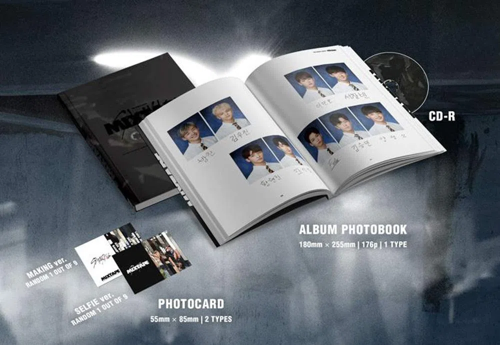 STRAY KIDS Mixtape - Álbum predebut para CD + libro de fotos + Making Ver. & Selfie Ver. Tarjetas fotográficas + 4 tarjetas de bonificación