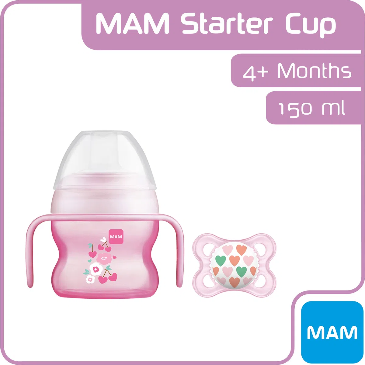 Intrucciones en lengua extranjera - Taza de iniciación relajante, 150 ml de MAM rosa