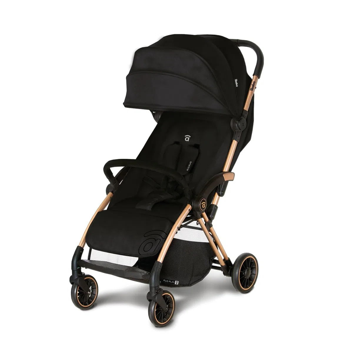 Silla de Paseo Ligera para Bebé desde Nacimiento, Carrito Bebé Plegado Automático con Una Mano, Capota UPF50+ con Ventana, Respaldo Reclinable y Suspensión – Asalvo PLIS PLAS Dorado