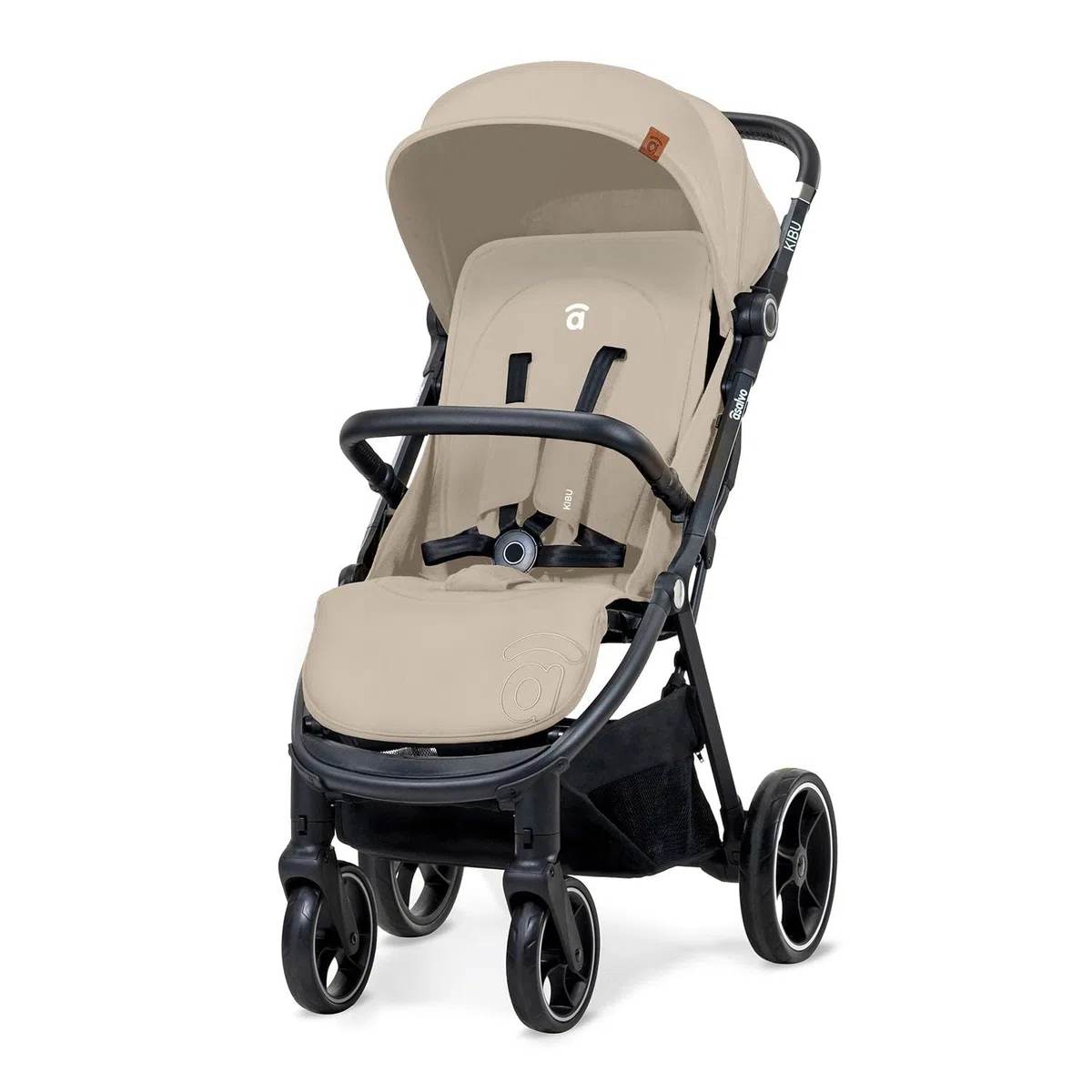 Asalvo KIBU Silla de Paseo, Carrito bebé, Carro para bebés, Confortable, Ultraligera, Segura, Capota con Ventana y Freno Trasero, Manejable, Plegado compacto, Carga Máxima 24 kg, Beige