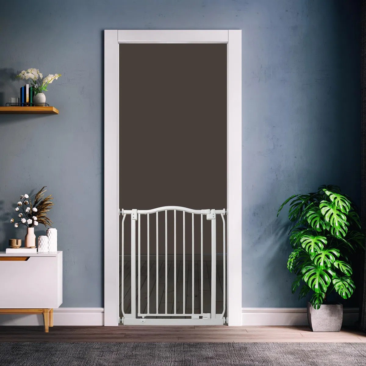Safetots Barrera de Tope Curvo para Bebés, 171cm - 180cm, Blanca Mate, Barrera de Presión para Escaleras, Barrera de Seguridad para Bebés para Barreras, Instalación Fácil