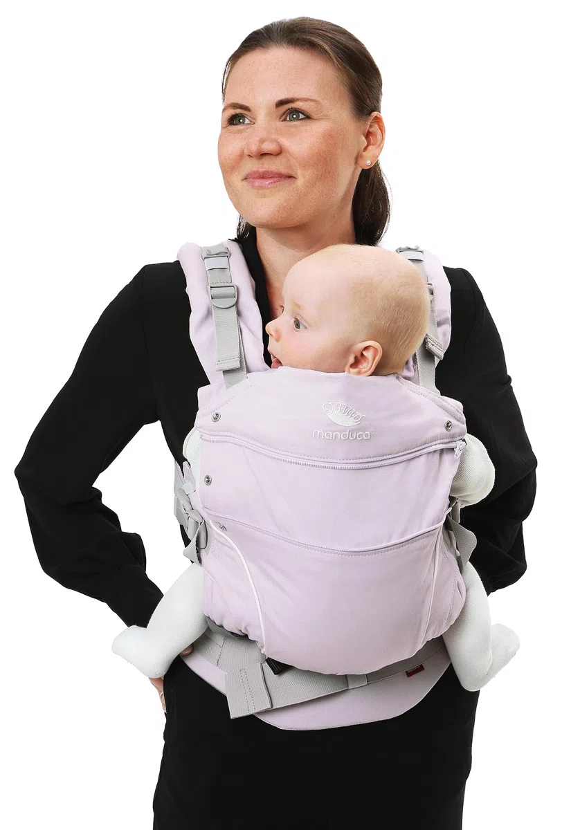 manduca First - Mochila Portabebés Ajustable (3,5-20 kg) - Portabebés Para Porteo Frontal, a la Cadera y a la Espalda - Monochrome Lavender