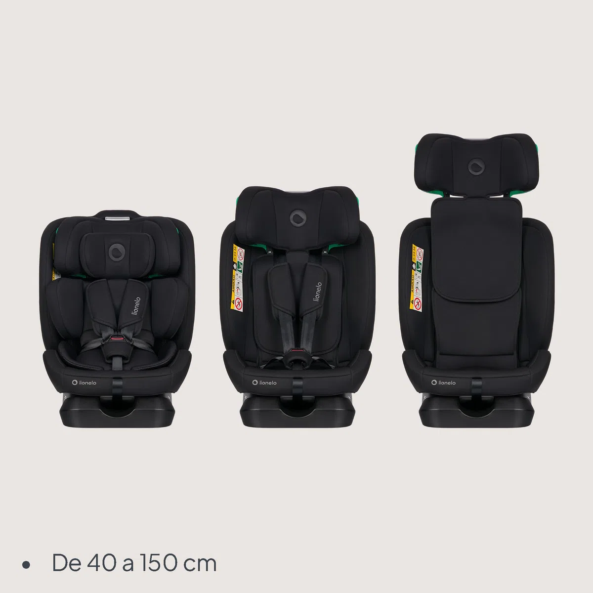 Lionelo Aart i-Size Silla De Coche, Grupo 0/1/2/3, 40-150 cm, 0-12 Años, Instalación Universal Con Cinturón, Reposacabezas Memory Foam Ajustable, a Contramarcha y a Favor de la Marcha, Funda Extraíble