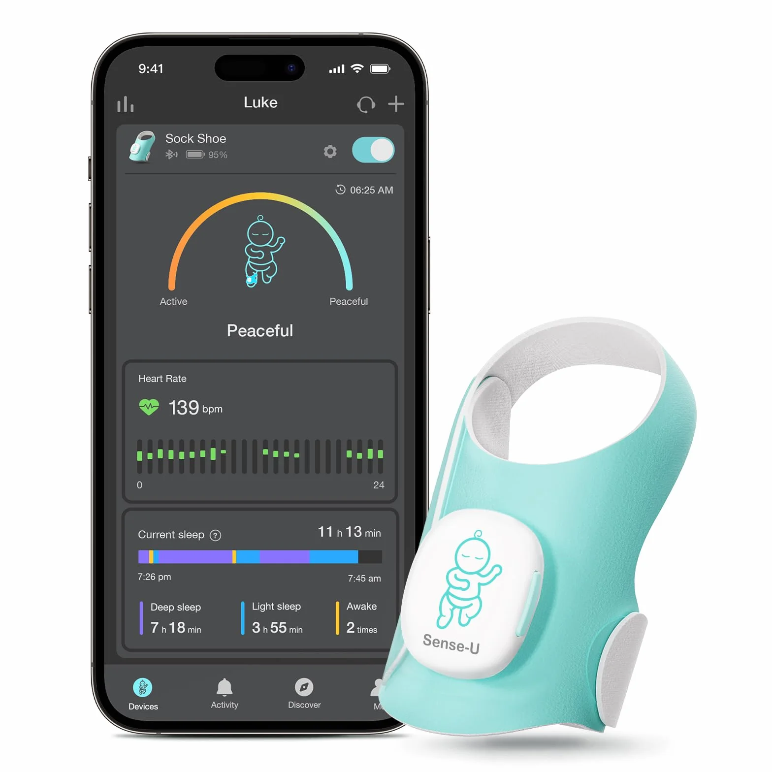 Sense-U Calcetín Inteligente Tipo Zapato para Bebés – Monitorea la frecuencia cardíaca, el Movimiento y el sueño del bebé para Mayor Tranquilidad. Monitor de pie Infantil