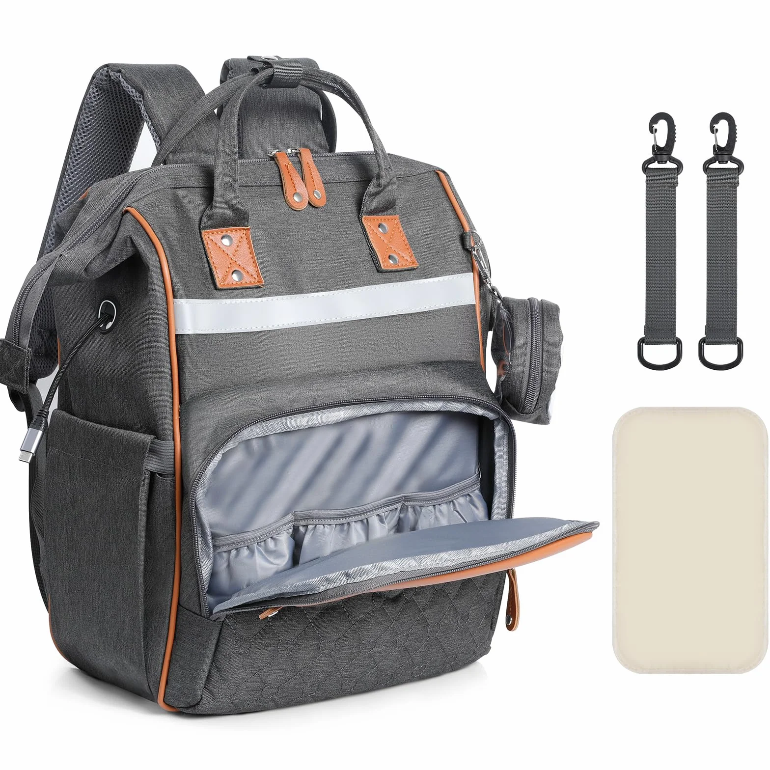 Romon Mochila Porta Pañales, Mochila Cambiador Multifuncional Bolso Carro Bebe Bolsa Organizador Grande Pañaleras Mochila Viaje con Portátil Cambiador y Correas para el Cochecito para Mamá y Papá