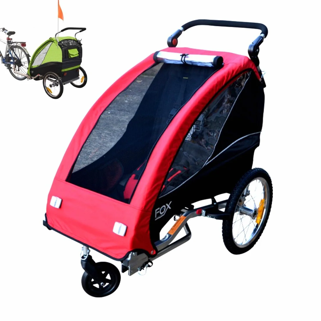 PAPILIOSHOP FOX Remolque cochecito para el transporte de 1 niño en bicicleta