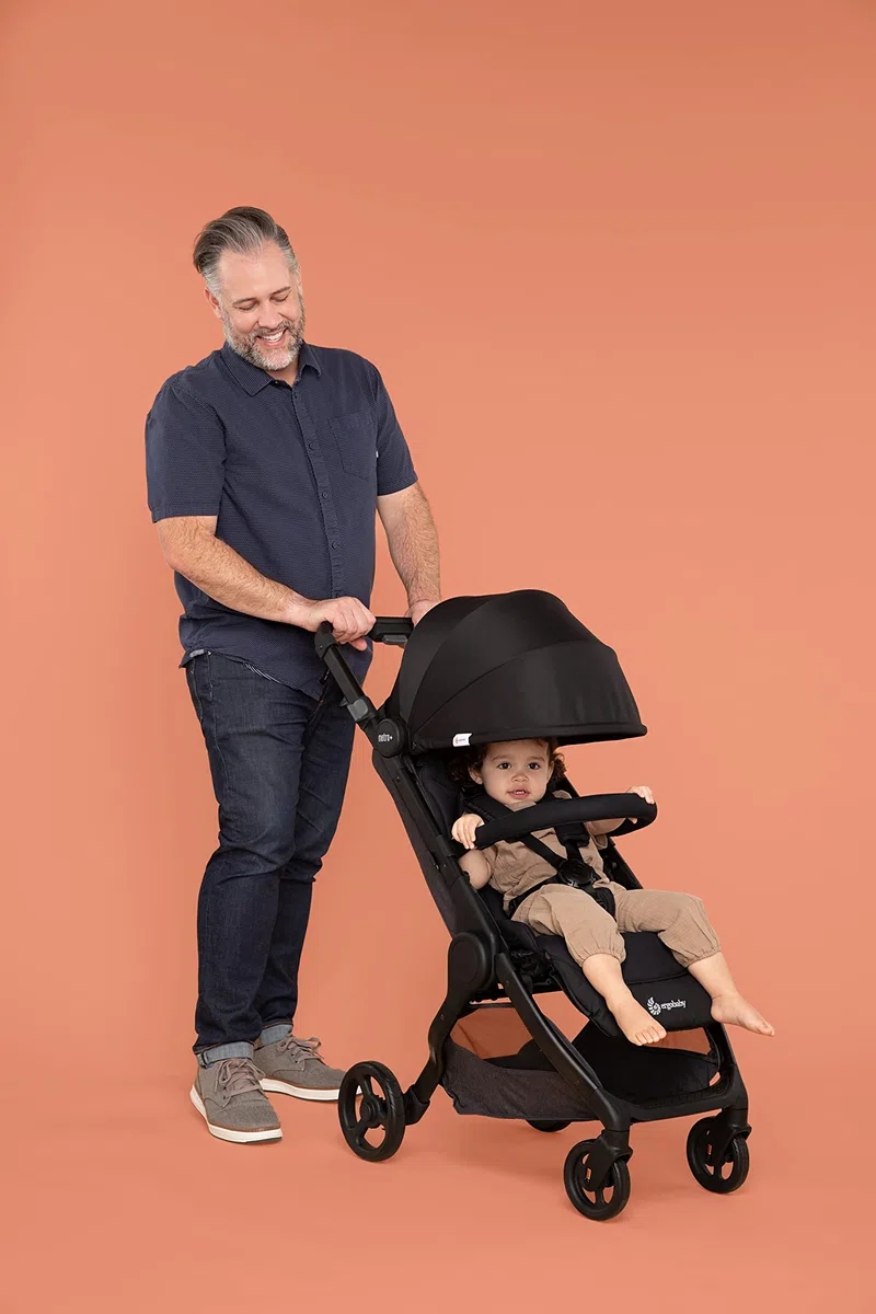 Cochecito Ergobaby Metro+ con función reclinable, silla de paseo para niños reclinable compatible con asiento de coche pequeño ligero compacto, Black