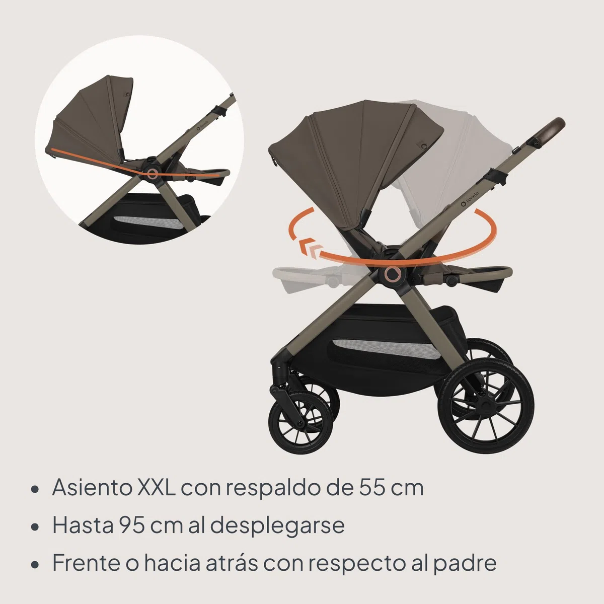 Lionelo Layla Carrito 2 en 1 Cochecito de Bebé (0-4 Años, Hasta 22 Kg), Capazo y Silla de Paseo, Asiento Reversible, Posición Reclinable, Ruedas PU, Suspensión, Capota Impermeable UPF50+