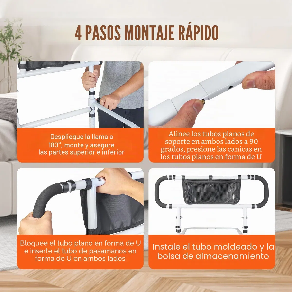VEVOR Barandillas de Cama para Adultos Mayores Barandillas de Cama Plegables de 180° para Personas Mayores 450LBS