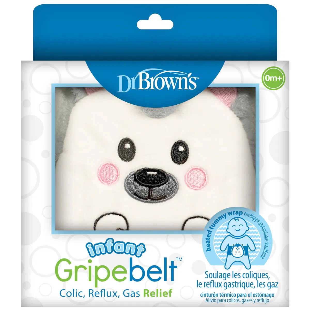Dr. Brown's Gripebelt para alivio de cólicos, envoltura de abdomen calentada, cinturón de envoltura de bebé para alivio de gases, alivio natural para malestar estomacal en bebés y niños pequeños,