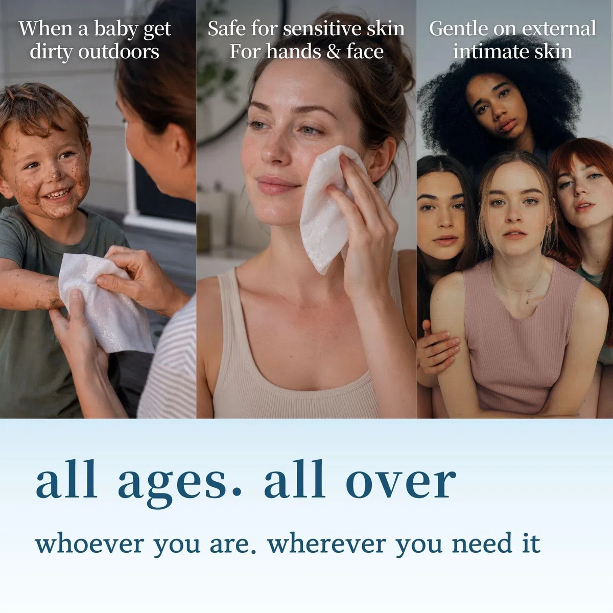 Blissmile Toallitas húmedas 100% de agua, envueltas individualmente, tamaño de viaje, 220 unidades | Sin perfume y sin fragancia, 100% algodón, suave para bebés, mujeres y piel sensible, cuidado facial, manos, cuerpo y mujer