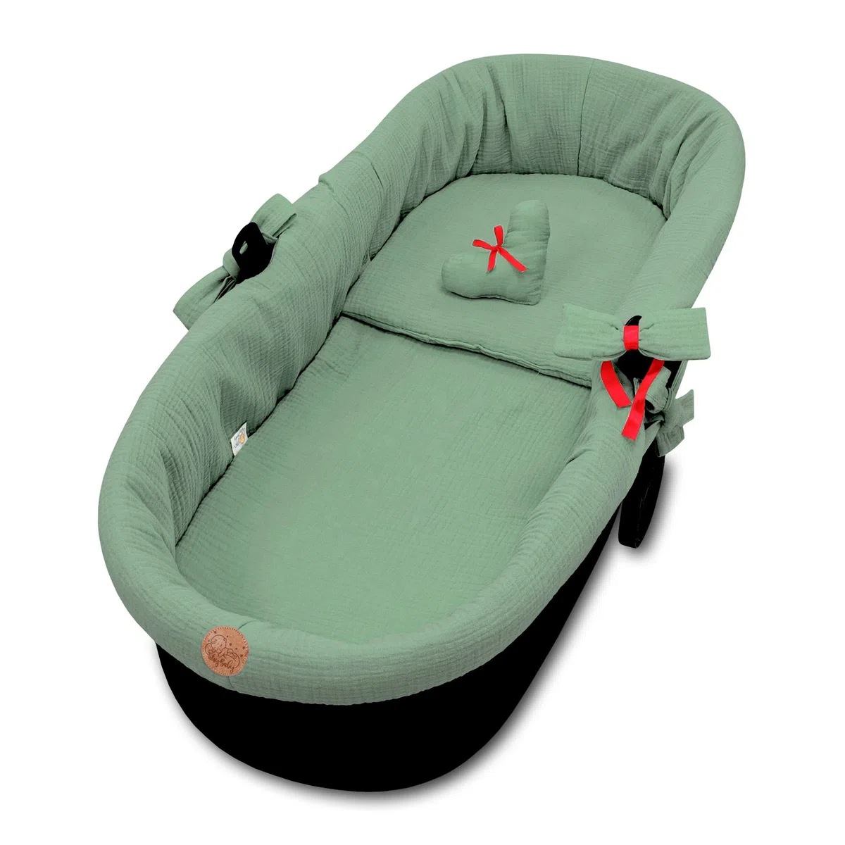Cubre capazo universal cubrecapazos muselina - vestidura carro bebe nido cochecito accesorios set 3 piezas con almohada y inserción de góndola Verde