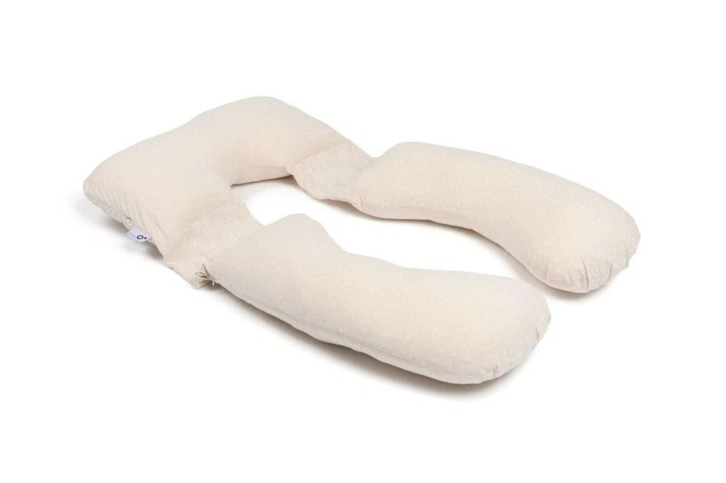 doomoo Almohada XXL, cojín de Embarazo y Lactancia, Algodón Ecológico y Certificado Oeko-Tex, Made in Europe, evolutivo con Cojín Pequeño Desmontable, Mini Flowers Sand