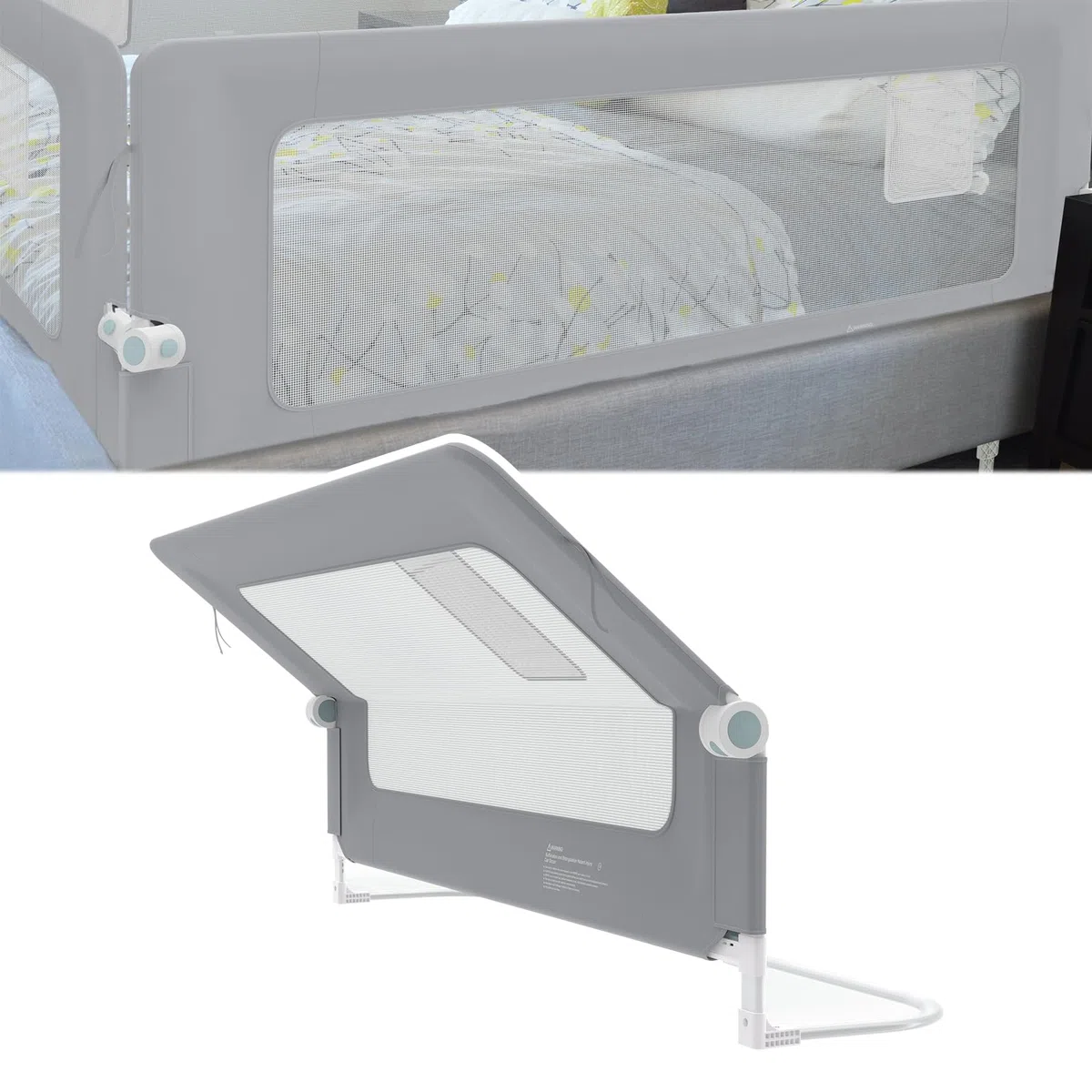 NAIZY Protección anticaídas para cama barandilla 180cm plegable barrera de cama bebé con bolsillos de almacenamiento, barrera protectora de cama ajustable en altura barrera para cama infantil para