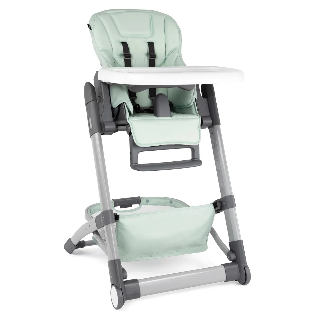 hauck Grow Up Tronas de Bebe Plegables Aptas desde el Nacimiento – Silla Alta con Función Acostada - Bandeja - Ruedas - Altura Regulable - Evolutiva - Portátil - Menta